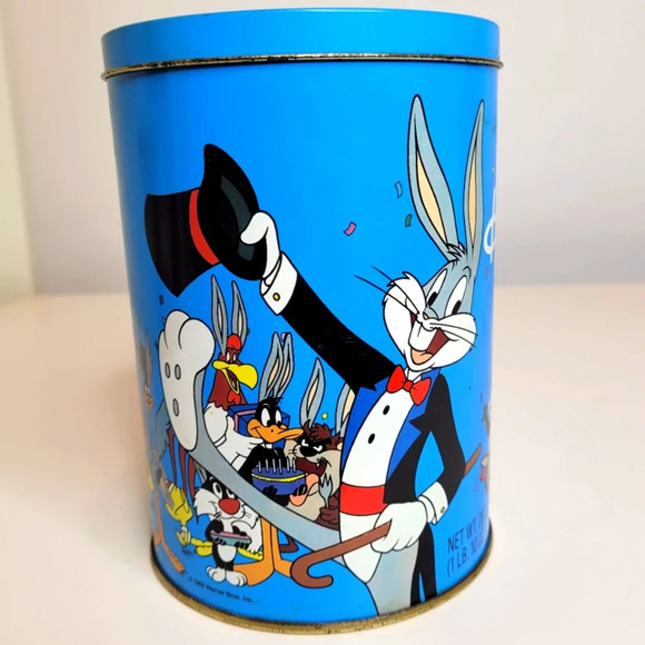 Vintage 1989 Bugs Bunny 50th Birthday Collectible Tin Can with Lid - Picture 3 of 12